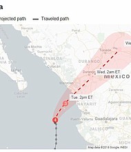 Hurricane Willa is aimed at the coast's center, where it is forecast to hit Tuesday afternoon or evening.