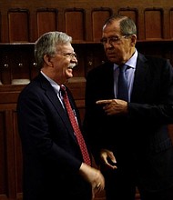 Sergey Lavrov & US National Security Advisor John Bolton meeting in Moscow.