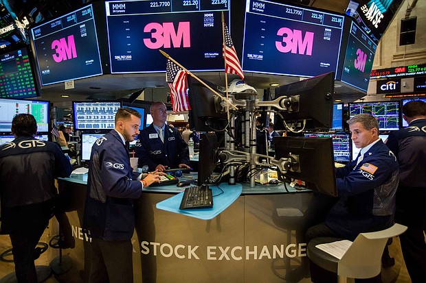 Shares of Caterpillar and 3M were each down nearly 10% in mid-morning trading -- and that was a big reason why the Dow plunged more than 500 points.  CREDIT: Michael Nagle/Bloomberg via Getty Images