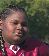   A local 6th grade girl is making a name for herself on the football fie
