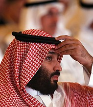 Crown Prince Mohammad bin Salman put in a brief appearance at his Future Investment Initiative in Riyadh on Tuesday.