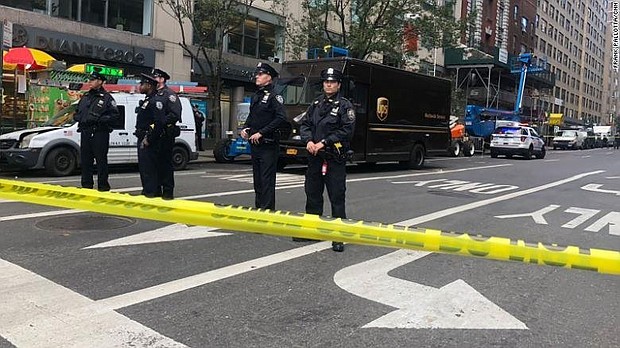 NYPD is responding to a suspicious device discovered in Time Warner Center, where CNN is based.