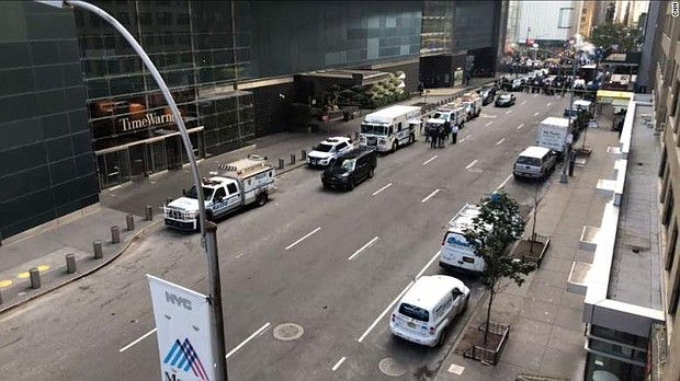 The device was discovered in the mailroom of Time Warner Center.