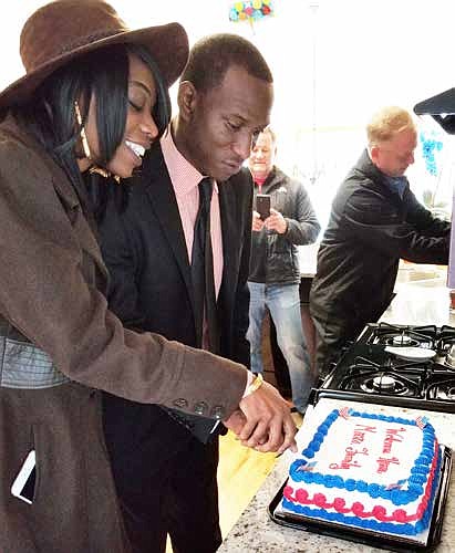 Army Specialist Marcus Moore (pictured with his wife) was recently welcomed into his new mortgage-free home in Steger, IL that was gifted to him by Building Homes For Heroes. Photo Credit: Building Homes for Heroes