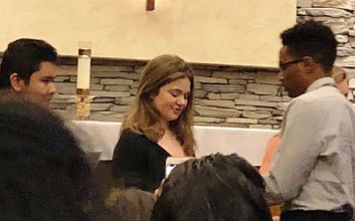 Jared Byrd, a 2012 Rosa Pryor Music Scholarship recipient being inducted into the Tri-M Music Honor Society. Jared is now 17 years old and a senior at St. John’s College High School in Washington, D.C.