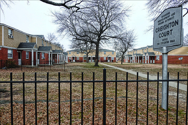 This is a view of a portion of the 504-unit Creighton Court public housing community in the East End that has served low-income and working families since 1952.
