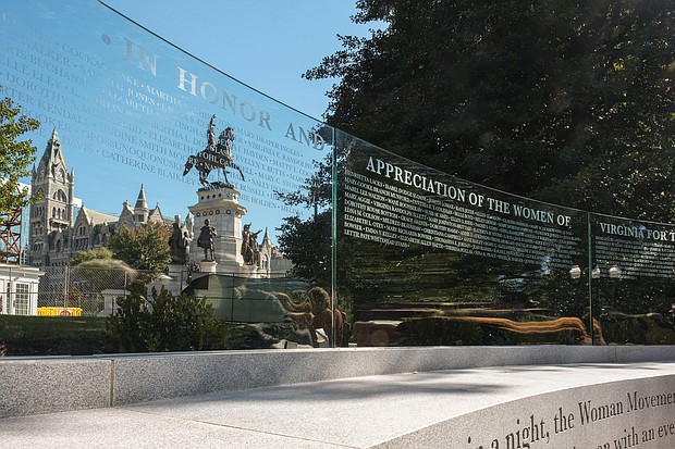 The glass “Wall of Honor,” which features the names of 230 women who have made an impact in Virginia since the 1600s, is just a portion of the new Virginia Women’s Monument in Capitol Square that is expected to be completed by October 2019.