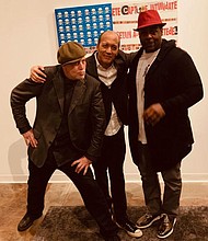 GRAY's Guitarist Nick Taylor & Michael Holman with Winston Contemporary Art Owner, Kevin Watson
