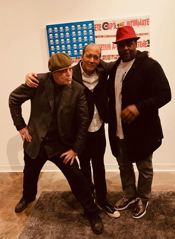 GRAY's Guitarist Nick Taylor & Michael Holman with Winston Contemporary Art Owner, Kevin Watson