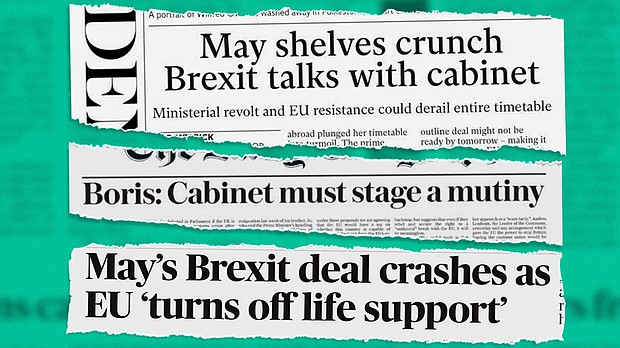 "Deadlocked," "Titanic," "Failing," and "Life support." If you believe the British media, the United Kingdom is heading for a Brexit catastrophe
