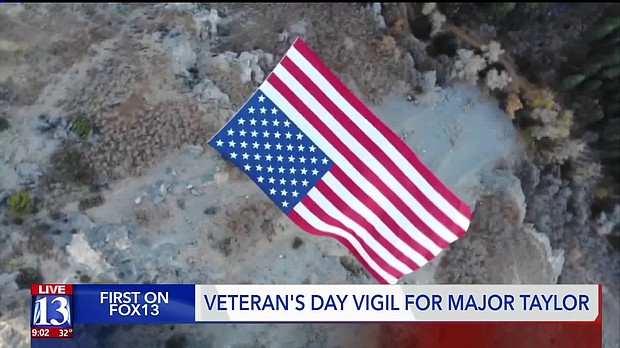 A 400-pound American flag was flown over the city of North Ogden and residents said it represents the love, respect they have for former Mayor, father Brent Taylor, who was killed in Afghanistan.