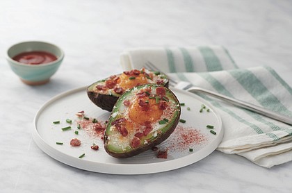 Baked Eggs in Avocado with Bacon