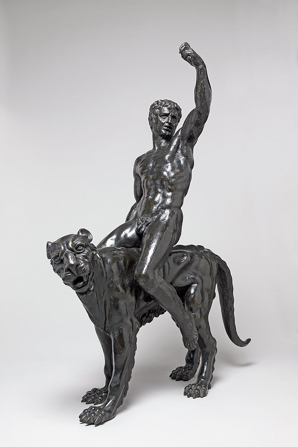A team of leading art researchers has revealed that two bronze sculptures of nude men riding panther-like creatures are the …