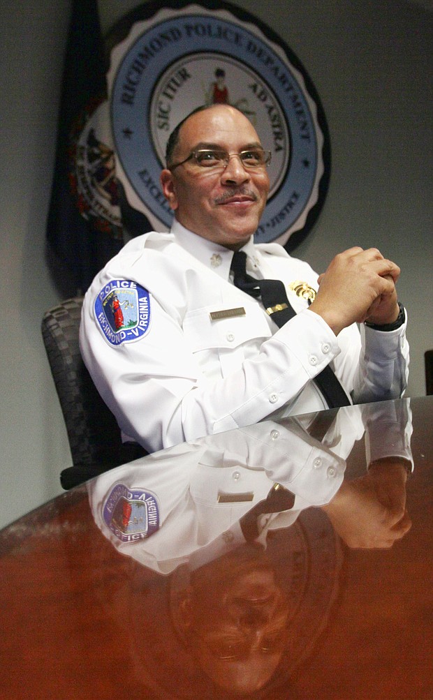 In this photo, Richmond Police Chief Alfred Durham contemplates his new post on Feb. 18, 2015, shortly after taking over leadership of the city Police Department.