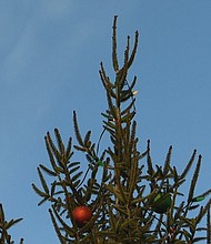 Dozens protested the removal of a cross Christmas tree topper from the town's community tree.