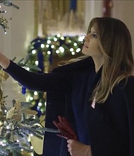 For Melania Trump's second Christmas season in the White House, she decided to strike a different chord, not always immediately associated with the holidays: patriotism