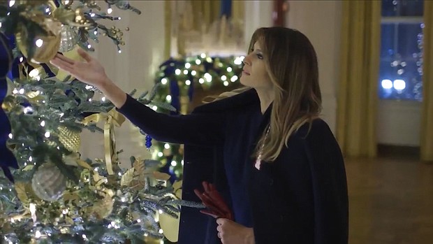 For Melania Trump's second Christmas season in the White House, she decided to strike a different chord, not always immediately associated with the holidays: patriotism