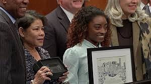Mayor Turner officially declared Tuesday, Nov. 27 as "Simone Biles Day" and presented the gymnast with a proclamation and key …