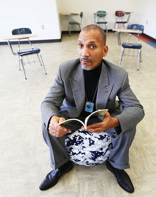 Dr. Ram Bhagat sits in the Restorative Practices Room at Martin Luther King Jr. Middle School that will be used for in-school suspension students to work with trained staff to better handle conflicts.