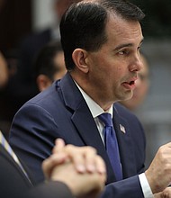 Wisconsin Governor Scott Walker speaks during a working lunch with U.S. President Donald Trump and U.S. governors at the White House June 21, 2018 in Washington, DC.