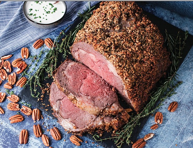 Pecan-Crusted Prime Rib with Horseradish Cream Sauce