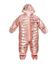 First Impressions metallic puffer snowsuit rose gold $70