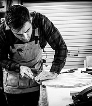 Former rugby player Ronan Loughney in his workshop
