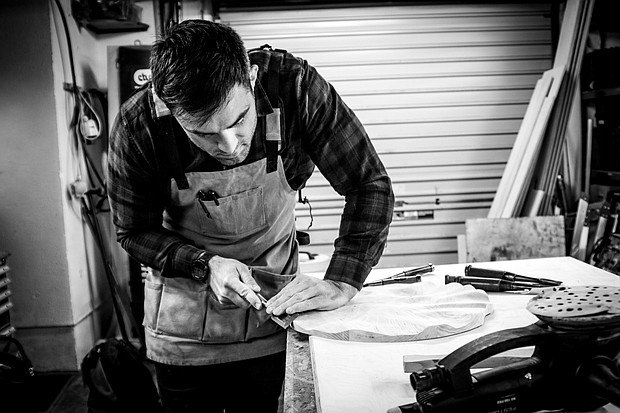 Former rugby player Ronan Loughney in his workshop
