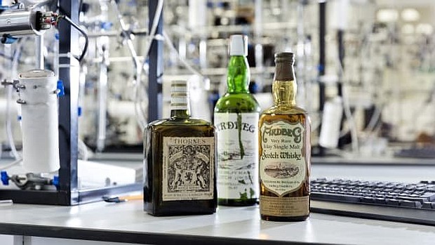 Three rare bottles of single malt whisky which were proven to be fakes