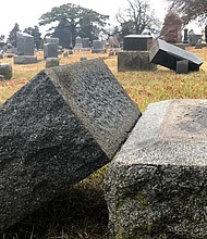 The city of Olathe is investigating after dozens of headstones were found vandalized.