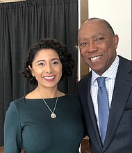 Harris County Judge Lina Hidalgo and Mayor Sylvester Turner