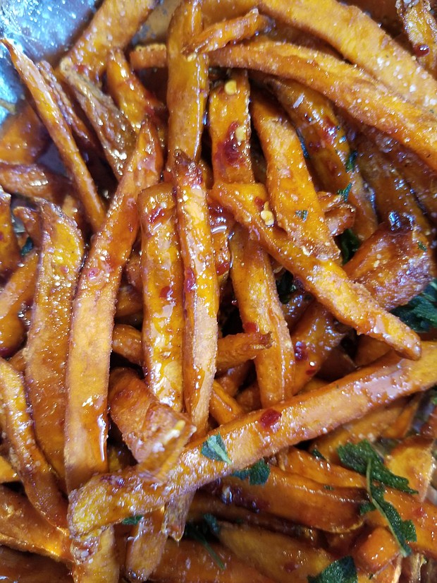 Hot Honey and Sage Sweet Potato Fries