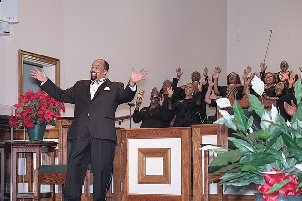 Final performance: Larry Bland & The Volunteer Choir give a joyful, final performance Sunday to an appreciative crowd of worshippers at St. Peter Baptist Church in Henrico County. Mr. Bland, 65, is retiring as director and chief organizer of the gospel performance group that has brought inspirational music to the region for 50 years. Mr. Bland also sang and played piano with The Volunteer Choir that has about 25 active singers. He and the choir received several ovations during the service, led by Dr. Kirkland R. Walton, pastor of St. Peter. The group, which began in 1968, was in recent years a regular part of the fifth Sunday worship service at the church on Mountain Road.  (Photo by Ava Reaves)