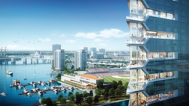 This artist rendering shows a proposed casino along the Norfolk waterfront.