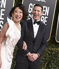 Sandra Oh and Andy Samberg at 2019 Golden Globes