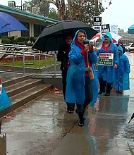 After 32,000 educators went on strike Monday, the United Teachers Los Angeles union said they want day two of the strike to "show such a massive presence that disrupts business as usual in downtown LA."