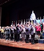 Members of the Congressional Hispanic Caucus at the swearing-in ceremony in Washington, D.C. on Jan. 9, 2019.