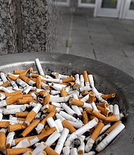 Public ash tray at the State Capitol complex in St. Paul, Minnesota.