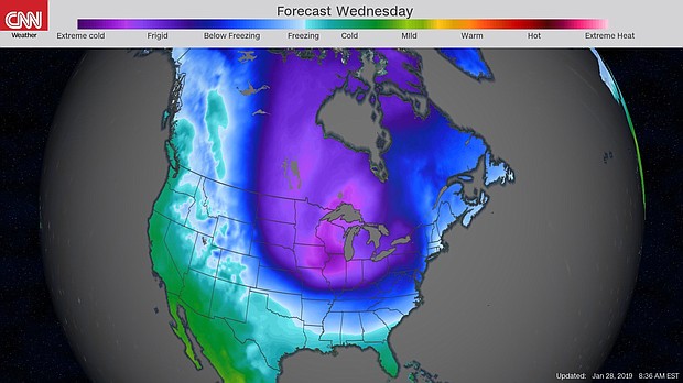 Absurdly cold weather is about to grip much of the US, trapping millions of Americans in sub-zero temperatures and bringing "dangerous to impossible travel conditions."