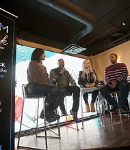 Actor Terri J. Vaughn, filmmaker Tirrell D. Whittley, actor Victoria Rowell, Vanity Fair writer Kameron Austin Collins, and actor Terrence J speak at the Dream In Black Sunday Brunch during the 2019 Sundance Film Festival at The Blackhouse Foundation on January 27, 2019 in Park City, Utah. (Photo by Natalie Behring/Getty Images for The Blackhouse Foundation)