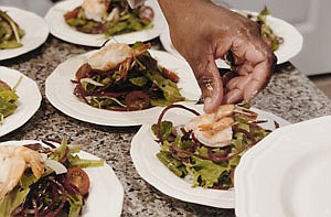 “Chef Dorien’s Winter Salad,” which includes Poached Shrimp and Baby Kale with Shaved Fennel, Spiralized Red Beet, Kumato Tomato, and Maple Vinaigrette