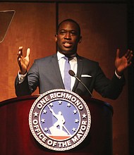 Mayor Levar M. Stoney offers highlights from his term in office and plans for the future during his State of the City address Jan. 31 at the Virginia Museum of History & Culture.
