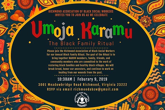 The Richmond Association of Black Social Workers is hosting Umoja Karamu, its annual Black Family Ritual from 10:30 a.m. to ...