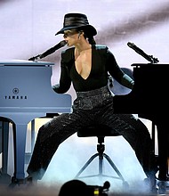 Alicia Keys onstage at the 2019 Grammys.