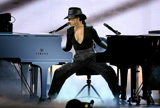 Alicia Keys onstage at the 2019 Grammys.
