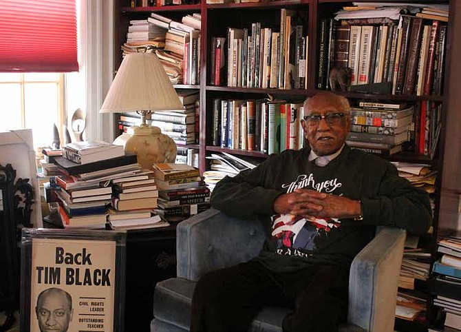 At age 100, Timuel Black, a historian and civil rights activist, who is also a retired City Colleges of Chicago teacher, organized protest marches for Dr. Martin L. King Jr. when he would visit Chicago during the 1960s. Photo by Wendell Hutson