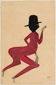 Bill Traylor, Red Man, ca. 1939–1942, pencil and poster paint on cardboard. Collection of Jerry and Susan Lauren © 1994, Bill Traylor Family Trust. Photo: Matt Flynn © Smithsonian Institution