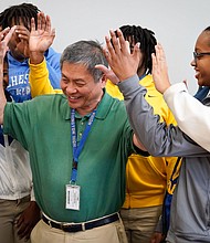 Dr. Nghia Le, Booker T. Washington High School & High School for Engineering Professionals with his students