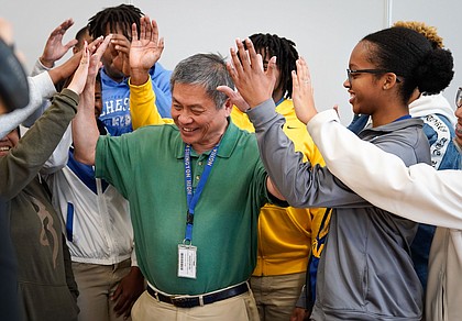 Dr. Nghia Le, Booker T. Washington High School & High School for Engineering Professionals with his students