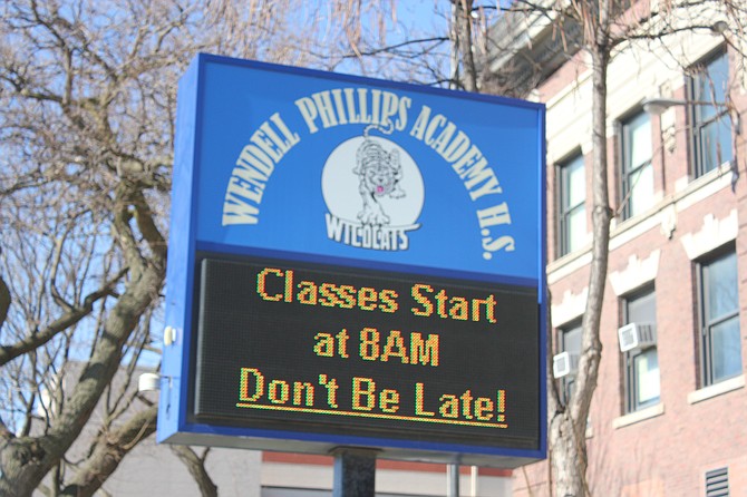 Wendell Phillips Academy High School, 244 E. Pershing Road, was the first all-black, public high school in Chicago when it was founded in 1904. Photo by Wendell Hutson